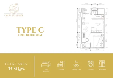 1 bedroom, 35,0 м²