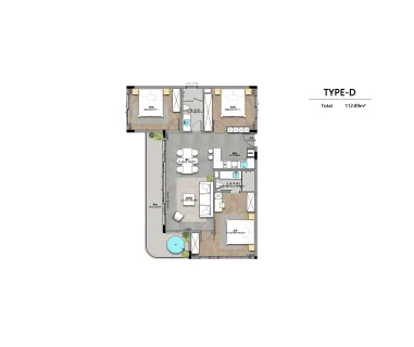 3 bedroom, 117,0 м²