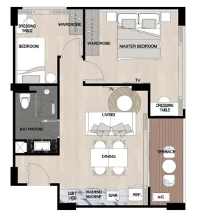 2 bedroom, 58,0 м²