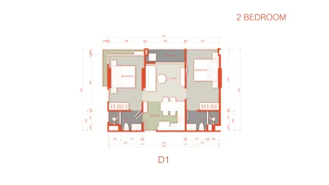 2 bedroom, 60,0 м²