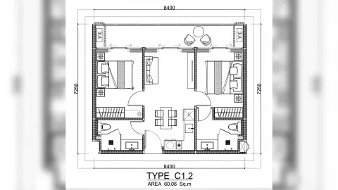 2 bedroom, 59,0 м²